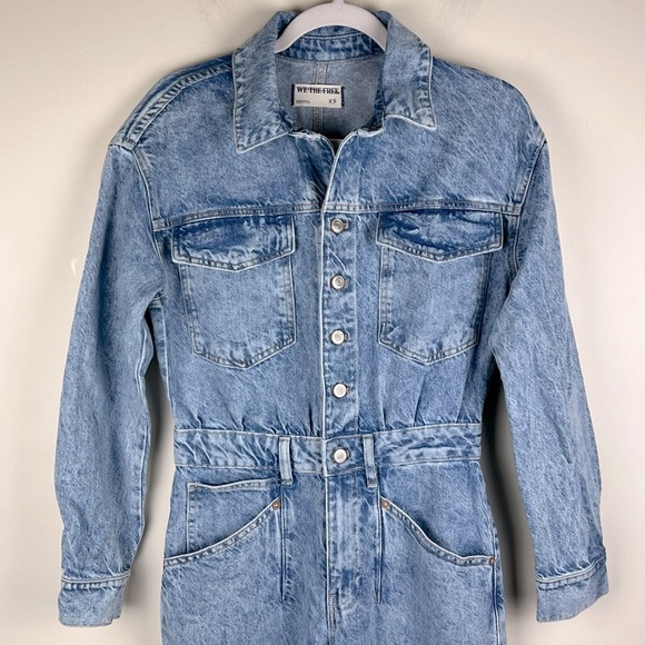 Free People | Touch The Sky One Piece Utility Inspired Denim Jumpsuit | XS - Picture 11 of 16